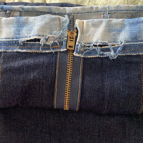 Denim Colorblock Jean Mixed Wash Bodycon Pencil Skirt, Size S/Waist 25”. - Picture 5 of 7